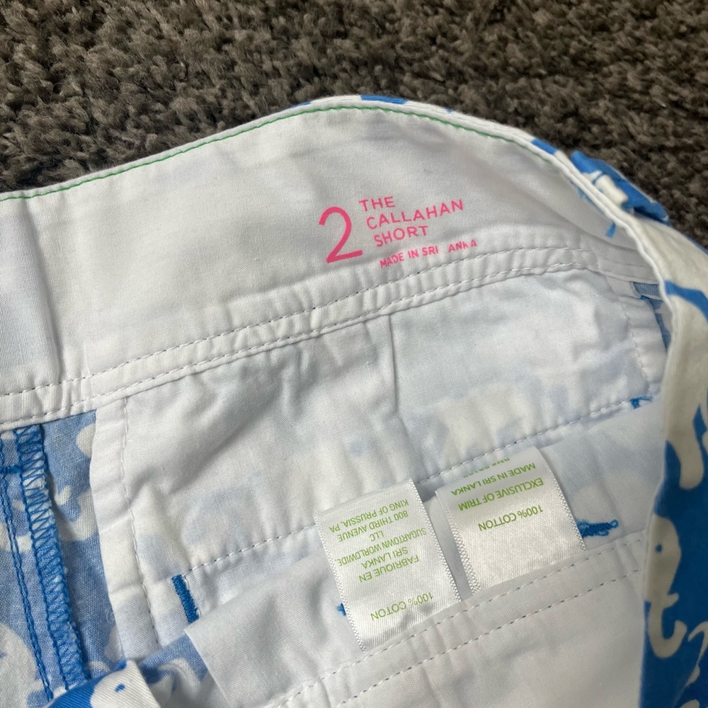 Lilly Pulitzer Callahan Blue and White Elephant Print Shorts Sz 2 Cute Animals - Picture 2 of 4